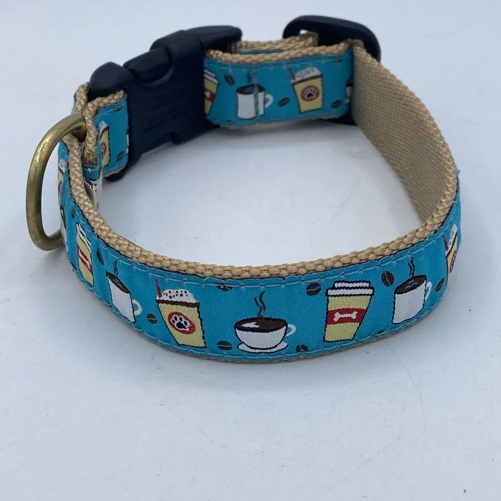 Coffee Nut Pattern Coffee Nut Dog Collar Small 9 to 15 inches 5/8 inch Narrow...